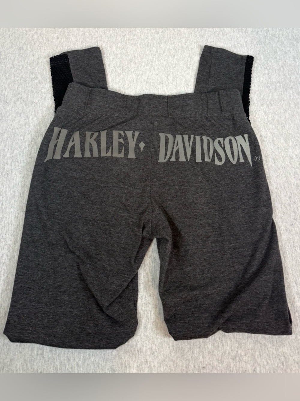 Harley-Davidson Vintage Y2K Name Logo Leggings - Black/Grey - Small